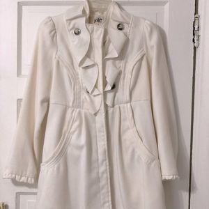 Ivory ruffle Pea coat